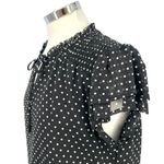CeCe Black White Polka Dot Blouse Flutter Sleeve Size Medium Photo 4