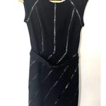 Cache Black Sheath Dress with Beaded Detail Cap Sleeves Formal LBD Sz 6 Photo 0