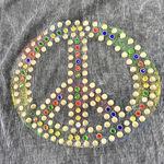 Y2K T Party Hoodie Mineral Wash Rhinestone Peace Slim Fit Size L USA Hippie Boho Gray Size L Photo 7