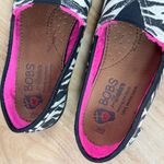 Bobs by Skechers GlitterZebra Print Slip son Shoes Black White 8 Faux Fur Lined Photo 8