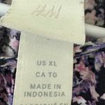 H&M  sz XL Womens Black Pink Flowy Ditsy Floral Long Sleeve Tiered Babydoll Dress Photo 6