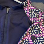 Talbots PERFORMANCE INTERLOCK LONG SLEEVE 3/4 zip PULLOVER NAVY/WHITE/PURPLE S Photo 12