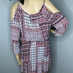 Paper Crane By Anthropologie Cold Shoulder Wine Black and White Dress Size Large Photo 6