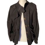 Free People Jayde Safari Jacket Black Long Sleeve Linen Women's Size Small Photo 2