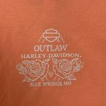 Harley Davidson women's large pink peach orange short sleeve shirt bling biker Photo 7