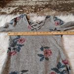 Pink Rose Size Small Grey Gray Flower Floral Soft Sweater Dress Cross V Cut Photo 2