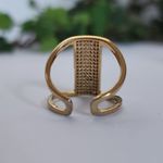 Gold and Crystal Double Band Adjustable Ring Photo 4