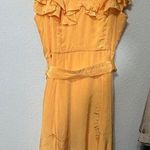 French Connection NEW  UK Almedina Drape Frill Neck Midi Dress Marigold Yellow Lg Photo 0