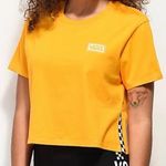 Vans Women's 100% Cotton Yellow Checkered Cropped Mango Mojito Tee T-Shirt XS Photo 0