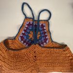 Free People NEW SZ LARGE L  BELLA CROCHET CROPPED CROP HALTER TANK TOP SHIRT BOHO Photo 5