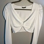 SheIn  White Ruched Long Sleeve Crop top Blouse Wide Neck Sz S T-shirt Y2K Photo 0
