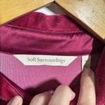 Soft Surroundings Top Women L Cranberry Red Velvet Button Up Blouse Holiday Photo 3