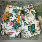 Vintage 90s jungle floral denim cotton jean shorts, size 4/6 Pink Photo 5