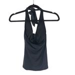Ralph Lauren Lauren Womens Tankini Top Halter Ruched Removable Cups Black 4 Photo 1