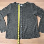 Christopher & Banks  100% Cotton Olive Green Button up Cardigan Sweater Sz M Photo 5