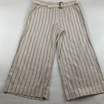 J.Jill Brown Striped Stretch Linen Belted Wide Leg Pant L Size L Photo 0