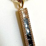 Vince Camuto gold tone blue ombré rhinestone pendant necklace Photo 11