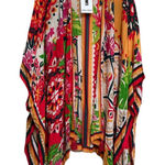 Nine West Poncho Duster coverup kimono One Size Floral Tropical Resort Wear NWT Photo 0