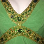 Green & Gold Beaded Riva Designs Ballgown Fancy Prom Dress Size 6 Photo 4