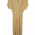 Marine layer $108 NWT  Bali Tunic Dress Linen Blend Gold Shadowy Stripe sheath Photo 2