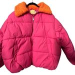 Urban Outfitters NEW UO Duckie Faux Shearling Collar Puffer Jacket Pink Soft Girl Barbiecore Lg Photo 8