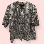 Funky 80’s geometric primary colors silky chunky button blouse 42 Madison Red Size 12 Photo 0