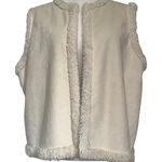 Ralph Lauren Lauren  Faux Suede Sherpa Womens Vest Size 1X Open Cozy Neutral Boho Photo 0
