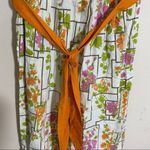 VTG 60’s Mode O’Day Orange Belted Waist Floral Dress USA Cottagecore Boho Photo 5