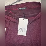 ZARA SHINY ASYMMETRIC DRESS - BURGUNDY Photo 3