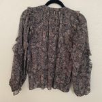 MISA Los Angeles  Albertina Black Paisley Ruffle Long Sleeve Blouse Glam size XS Photo 5