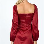 Princess Polly  Della Long Sleeve Mini Burgundy Dress Photo 2