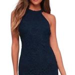 Lulus Women's Love Poem Navy Blue Lace Mini Sleeveless Halter Dress XS Photo 0