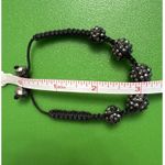 Black Shamballa Bead Bracelet Sparkly Crystal Trendy Gothic Goth Photo 1