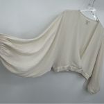 Silence + Noise Anthropologie  cream surplice balloon sleeve cropped blouse Photo 4