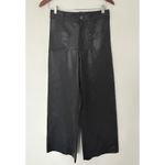 ZARA Blogger Fave Black Faux Leather High Rise Wide Leg Cropped Marine Pants 6 Photo 1