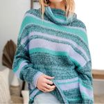 Free People Candy Stripe Tunic Knit Sweater in Waterfalls Combo Size Small Photo 2