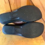 Cherokee Vintage  Stitched Brown Leather Criss Cross Chunky Heel Sandal Size 10 Photo 5