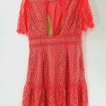 Saylor NEW Darian Open Back Lace Ruffle Minidress Dress Peach Sz Large Coquette Photo 15