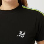 SikSilk Black Logo Stipe Cropped Short Sleeve Tee Size Large Photo 1