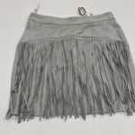 Angel Biba  Fringe Mini Skirt Size 8 | Gray Faux Suede Western Boho Festival Skir Photo 0
