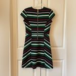 Michael Kors  A-Line Dress Sz 8 Green Career Striped Knee Length Professional Photo 1