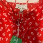 & Other Stories Mini Dress Size 10 Red Floral White Puff Sleeve Tie Front Photo 3