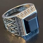 Trendy black resin S925 silver ring size 9.5 Photo 1