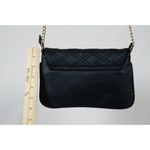 New York & Co. Black Quilted Crossbody Purse Zipper Chain Detail Photo 3