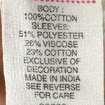 Free People  Bohemian Embroidered Eyelet Baseball Raglan Tee Top Small Red Cream Photo 9