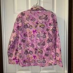 Nick & Nora  Pink/Purple Bicycle Print Flannel Pajama Top S Photo 6
