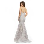 Mac Duggal 20146 Platinum Floral Embroidered V-Neck Mermaid Formal Gown Size 14 Photo 1