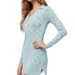 l*space L*  Revolve Aria Long Sleeve Collared Bodycon Dress in Sky New W-304 Sz M Photo 2