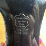 Nina  Size 7 Pink Floral Fabric Kitten Heel Strappy Slingback Sandal Leather Sole Photo 6