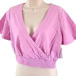 Abound  Women's Crop Top Purple Violet Cap Sleeve Surplice size small Photo 2